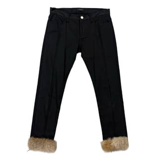 UNDERCOVER Faux Fur Trim Black Pants
