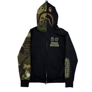 Bape X UNDEFEATED Camo Shark Zip Hoodie