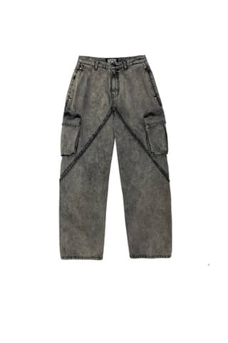 WASHING DENIM CARGO PANTS_BLACK