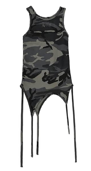 Back Slit Waffle Shirring Top _ Camo