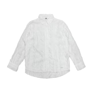 Raw Edge Detail Ruffle Shirt _ White