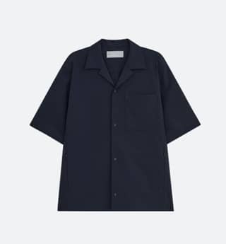 OPEN COLLAR OVERSIZED POCKET SHIRT [NAVY]