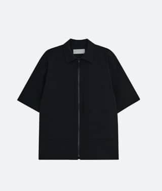 PATCH POCKET ZIP UP SHIRT [BLACK]