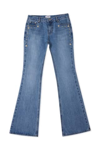 STUD BOOTCUT DENIM PANTS (LIGHT BLUE) WOMEN