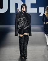 Glitter tweed double-arm jacket