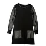 CHRISTIAN DIOR Black Dress with Leather Sleeves