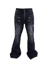 Washed Flared Biker Jeans