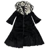 Giorgio Armani Black Sheared Mink Contrast Fox Collar Long Coat