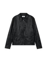 FAUX-LEATHER WRINKLED JACKET (BLACK)