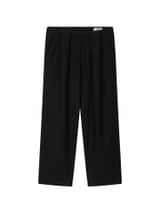 WOOL DOUBLE-TUCK TROUSERS (BLACK)