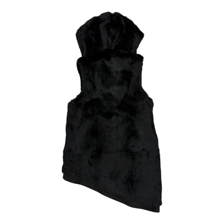HELMUT LANG goat skin rabbit hair fur hood Vest