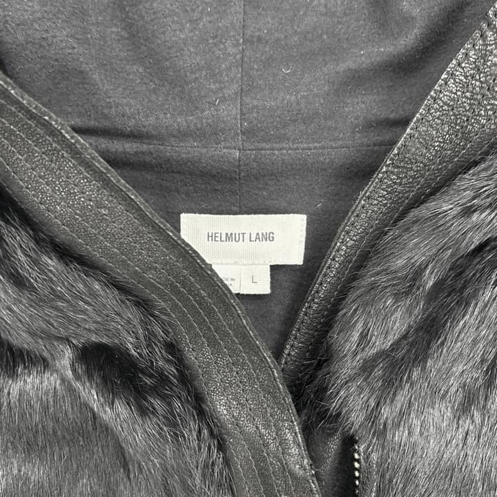 HELMUT LANG goat skin rabbit hair fur hood Vest
