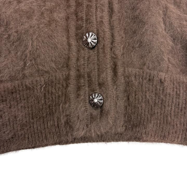 eUNha Brown Angora Fur Cardigan