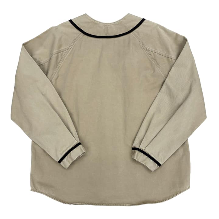 KAPITAL Chino Great Country Damaged Baseball Long Sleeve Shirt Beige