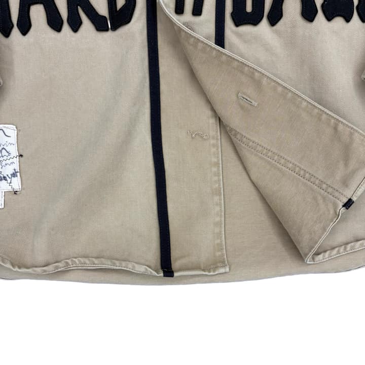 KAPITAL Chino Great Country Damaged Baseball Long Sleeve Shirt Beige