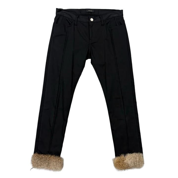 UNDERCOVER Faux Fur Trim Black Pants