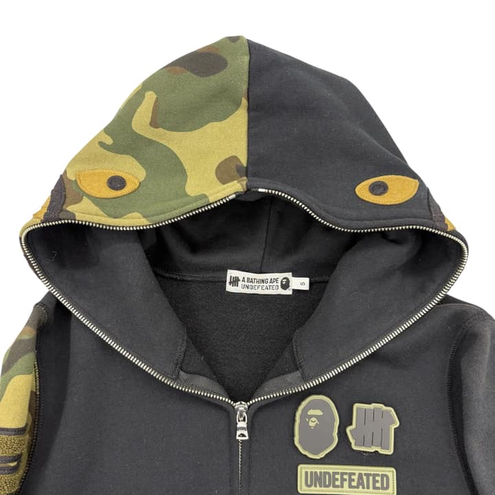 Bape X UNDEFEATED Camo Shark Zip Hoodie