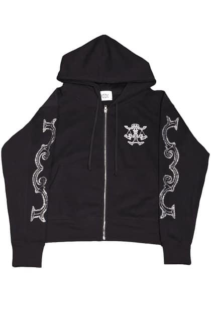 Crystal scale hooded zip-up (Black)