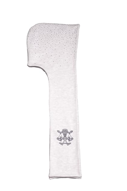Crystal hooded scarf (White Melange)