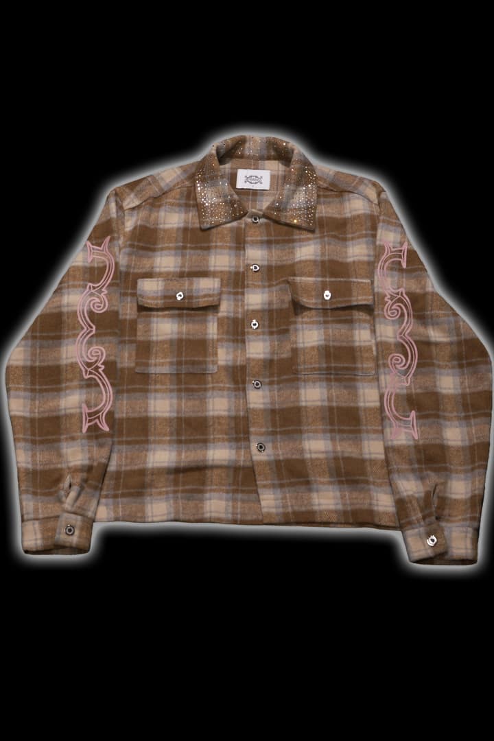 Crystal neck shirt (Brown)