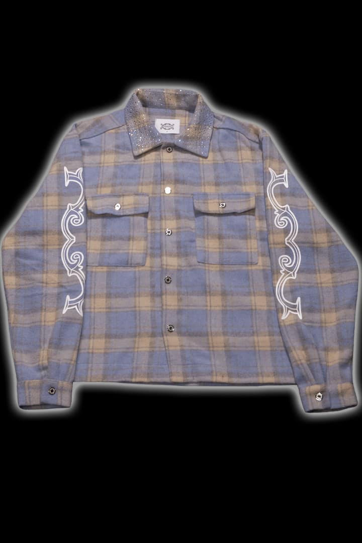 Crystal neck shirt (Sky blue)