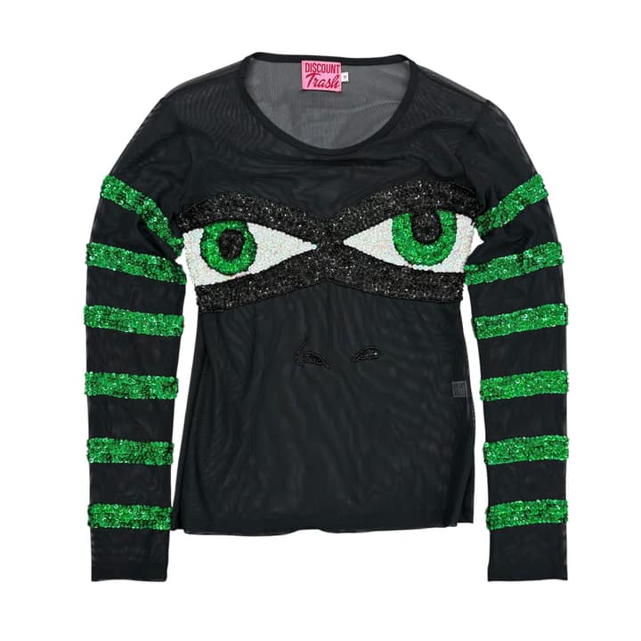 DISCOUNT UNIVERSE Sequin Eye Graphic Long Sleeve Top