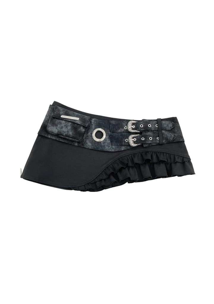 레이어드 아일렛 포켓 스커트