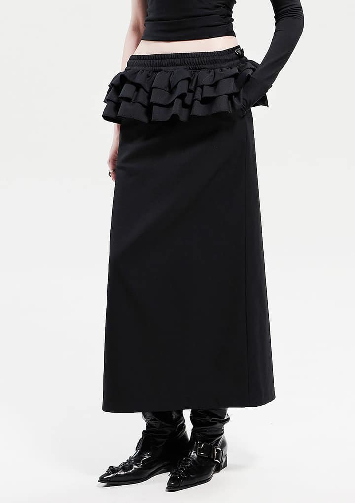 러플롱 스커트_블랙 