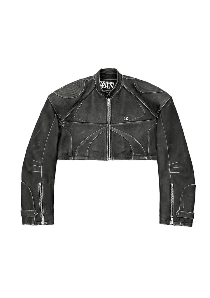 크롭 레이서 빈티지 양가죽 자켓 
