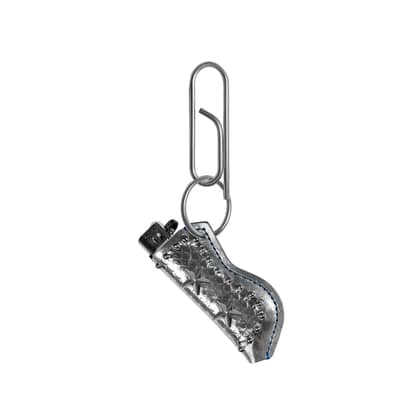 Double Star Leather Lighter Holder [Silver] +Keyring
