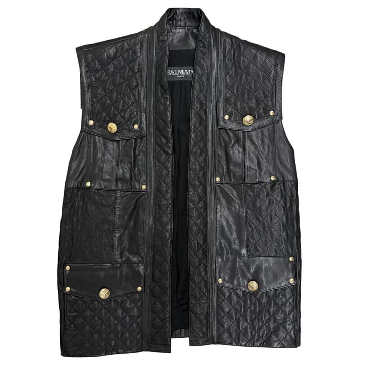 BALMAIN Quilted Leather Vest