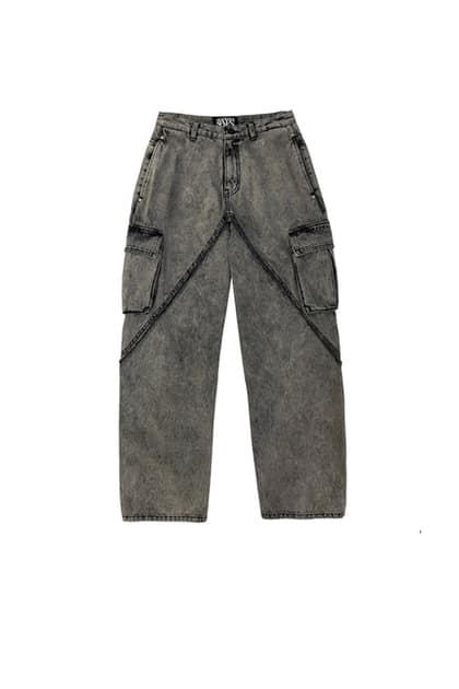 WASHING DENIM CARGO PANTS_BLACK
