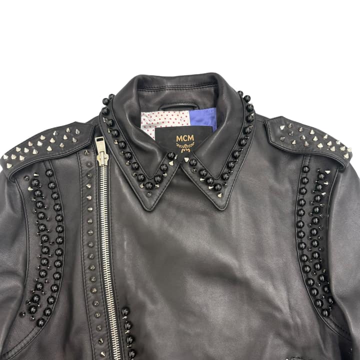 MCM Studded Leather Biker Jacket
