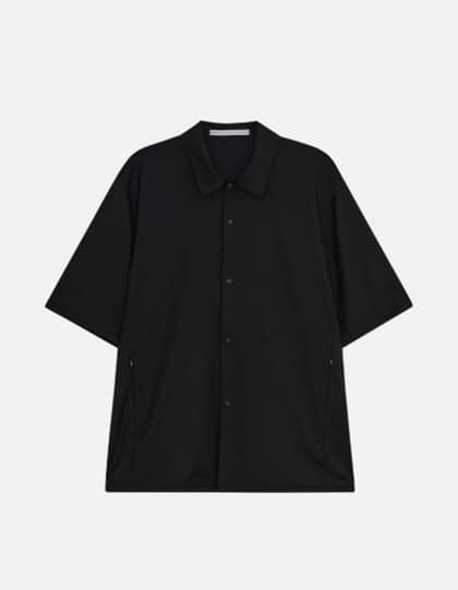 SUMMER WOOL POCKET SHIRT [BLACK]