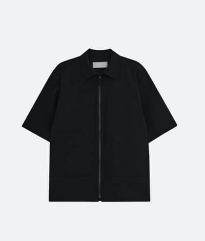 PATCH POCKET ZIP UP SHIRT [BLACK]