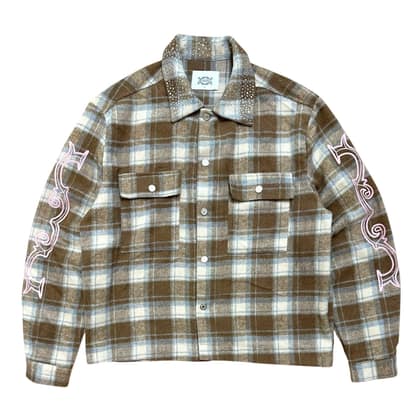 Crystal neck shirt (Brown)