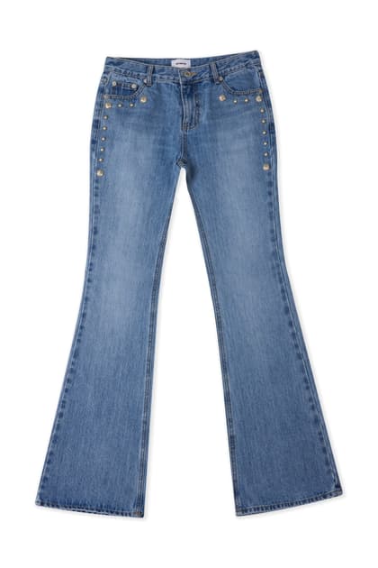 STUD BOOTCUT DENIM PANTS (LIGHT BLUE) WOMEN