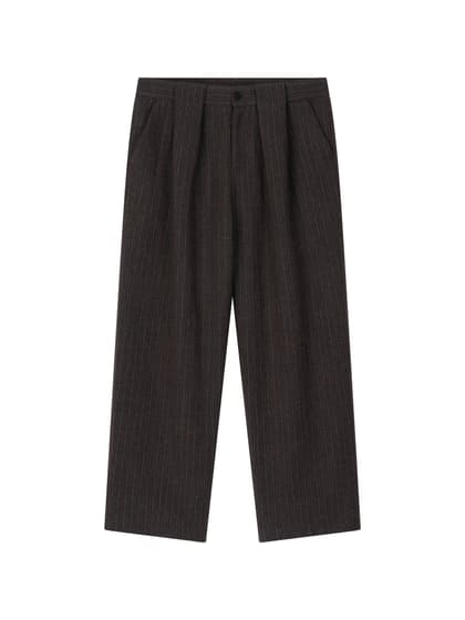 WOOL DOUBLE-TUCK TROUSERS (GRAY)
