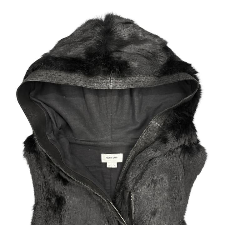 HELMUT LANG goat skin rabbit hair fur hood Vest 상세 이미지 2