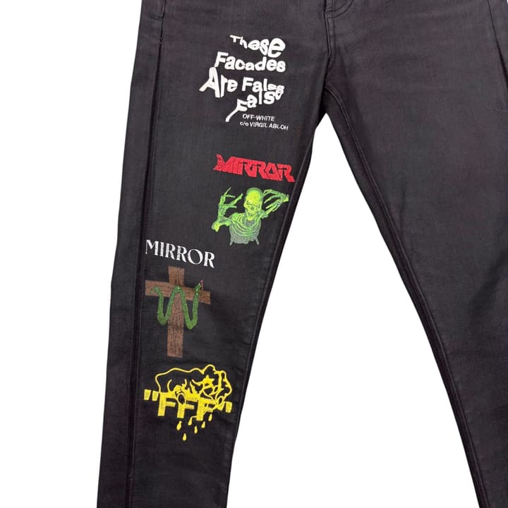 Off-White Mix Rock Slim Denim Black 상세 이미지 4