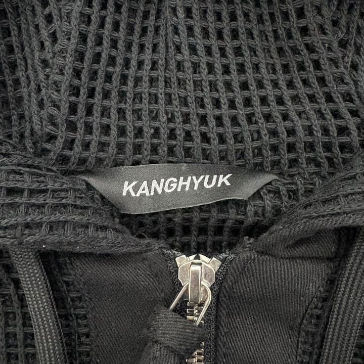 KANG HYUK Black Mesh Hoodie 상세 이미지 2