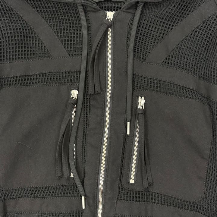 KANG HYUK Black Mesh Hoodie 상세 이미지 3