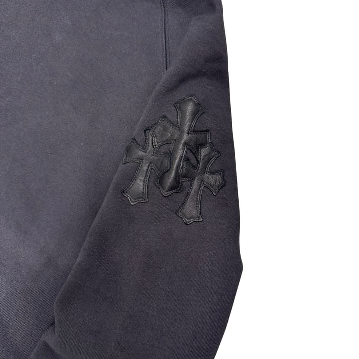CHROME HEARTS Leather Cross Patch Hoodie 상세 이미지 1