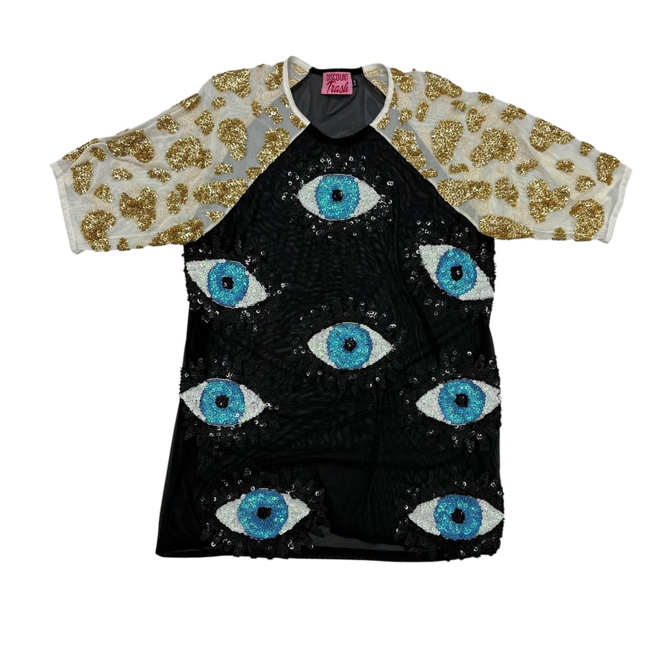 DISCOUNT UNIVERSE Eye Pattern Mesh T-shirt