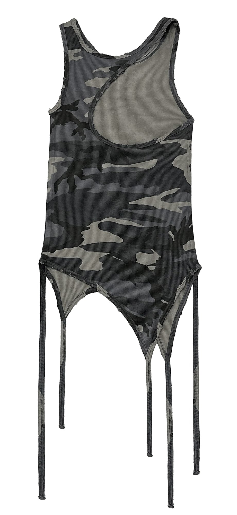 Back Slit Waffle Shirring Top _ Camo