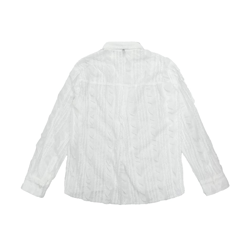 Raw Edge Detail Ruffle Shirt _ White
