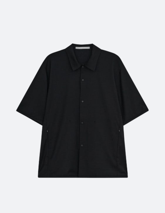 SUMMER WOOL POCKET SHIRT [BLACK]