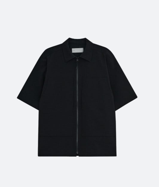PATCH POCKET ZIP UP SHIRT [BLACK]