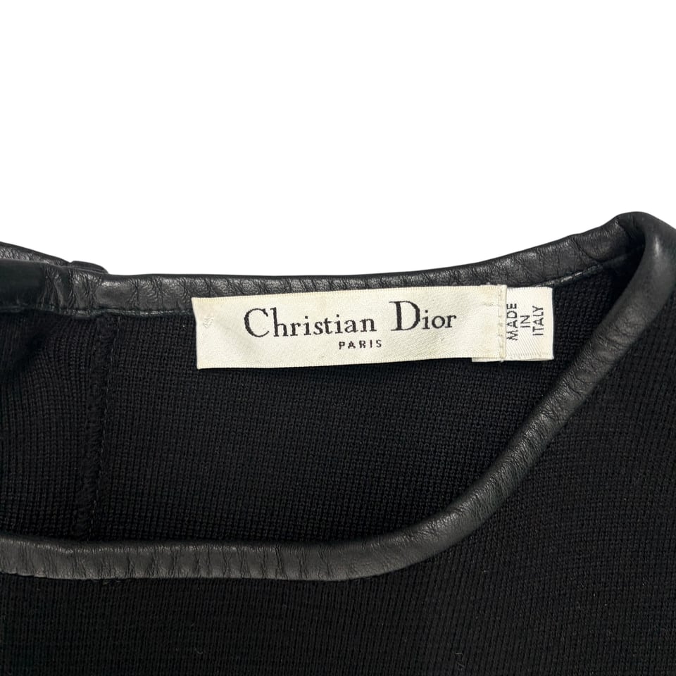 CHRISTIAN DIOR Black Dress with Leather Sleeves
