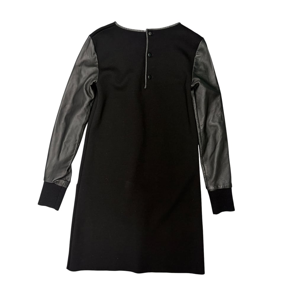 CHRISTIAN DIOR Black Dress with Leather Sleeves